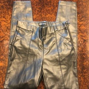 NWOT black faux leather Zara slacks